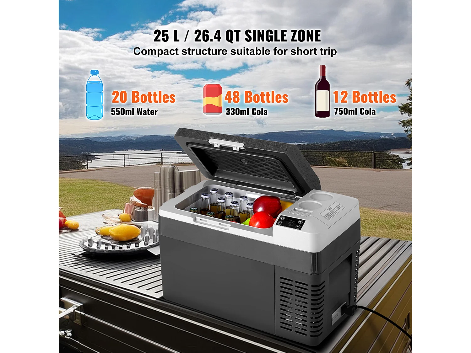 Réfrigérateur de Voiture SucceBuy Réfrigérateur-Congélateur Portable pour Voiture 25L, Simple Zone, Compresseur, pour la Voiture et la Maison