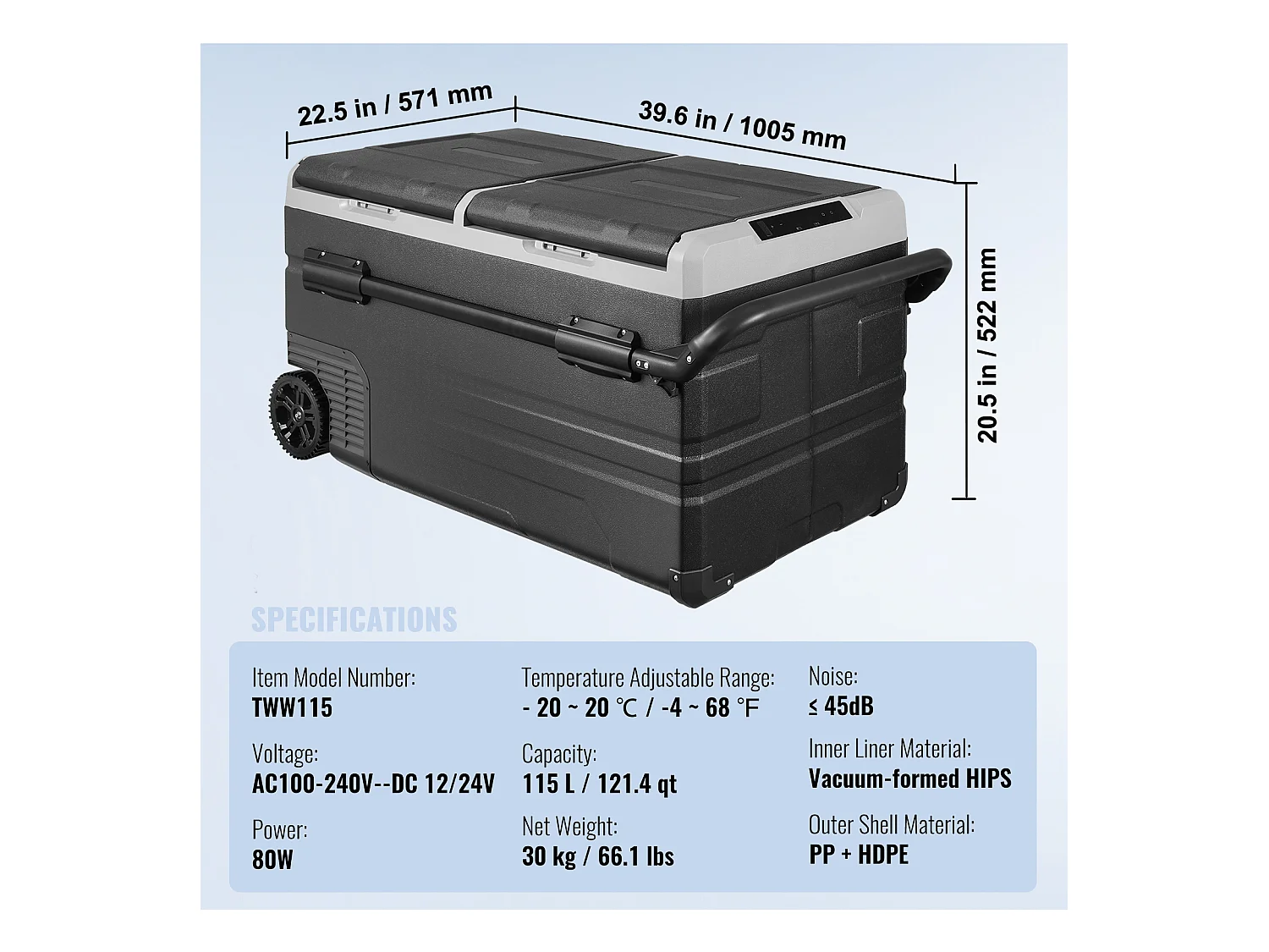 Réfrigérateur de Voiture SucceBuy Réfrigérateur de Voiture Portable 115L Double Zone pour Voiture et Maison