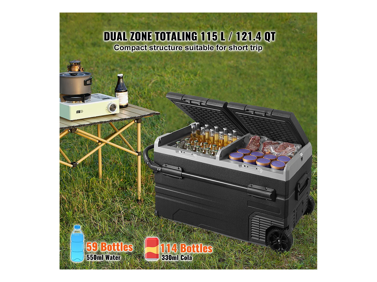 Réfrigérateur de Voiture SucceBuy Réfrigérateur de Voiture Portable 115L Double Zone pour Voiture et Maison