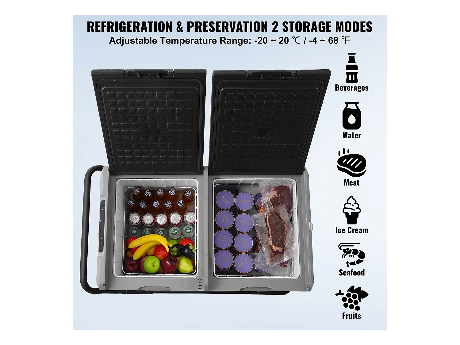 Réfrigérateur de Voiture SucceBuy Réfrigérateur de Voiture Portable 115L Double Zone pour Voiture et Maison