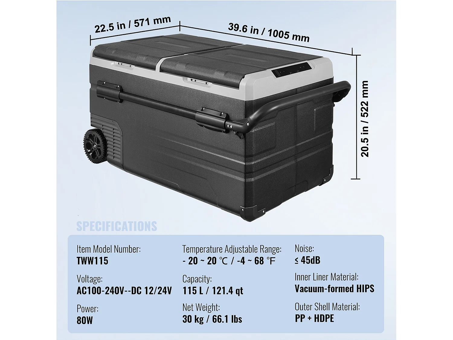 Réfrigérateur de Voiture SucceBuy Réfrigérateur de Voiture Portable 115L Double Zone pour Voiture et Maison