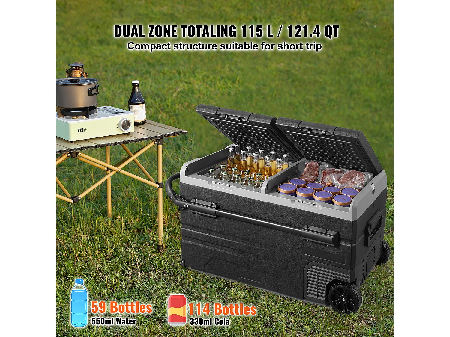 Réfrigérateur de Voiture SucceBuy Réfrigérateur de Voiture Portable 115L Double Zone pour Voiture et Maison