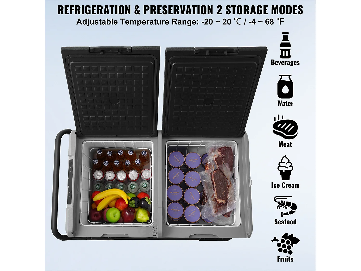 Réfrigérateur de Voiture SucceBuy Réfrigérateur de Voiture Portable 115L Double Zone pour Voiture et Maison