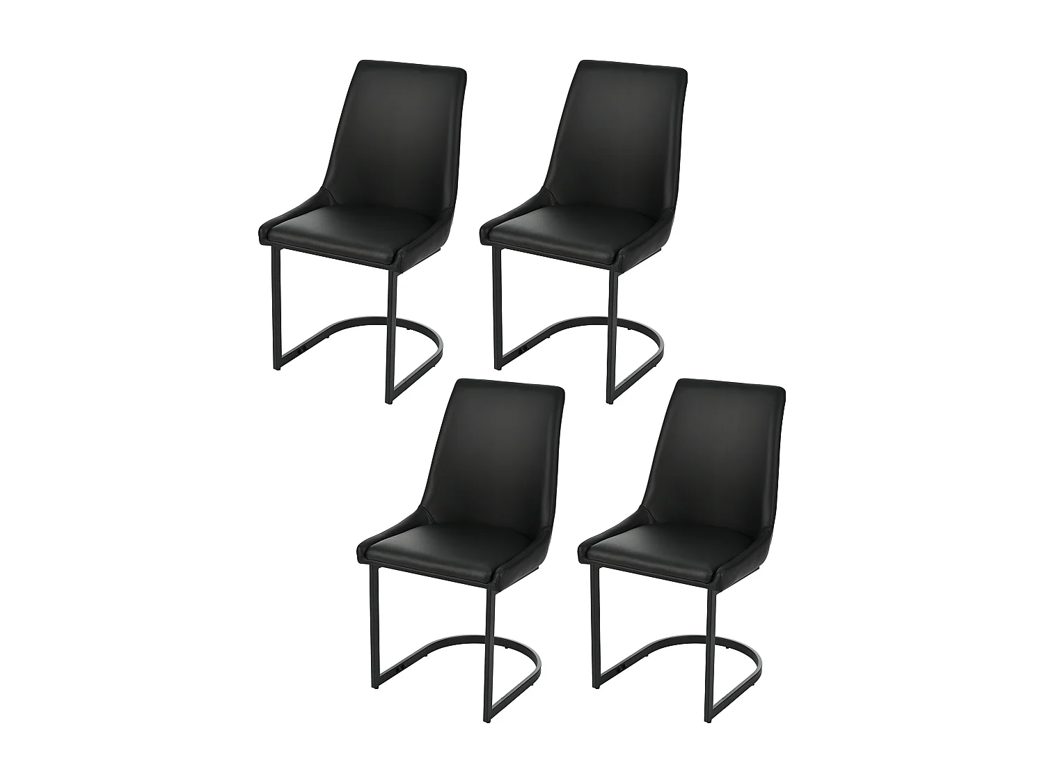 Juego de 4 sillas de comedor - 49,5 x 55 x 92 cm - con respaldo alto - para comedor y salón - piel sintética - color negro