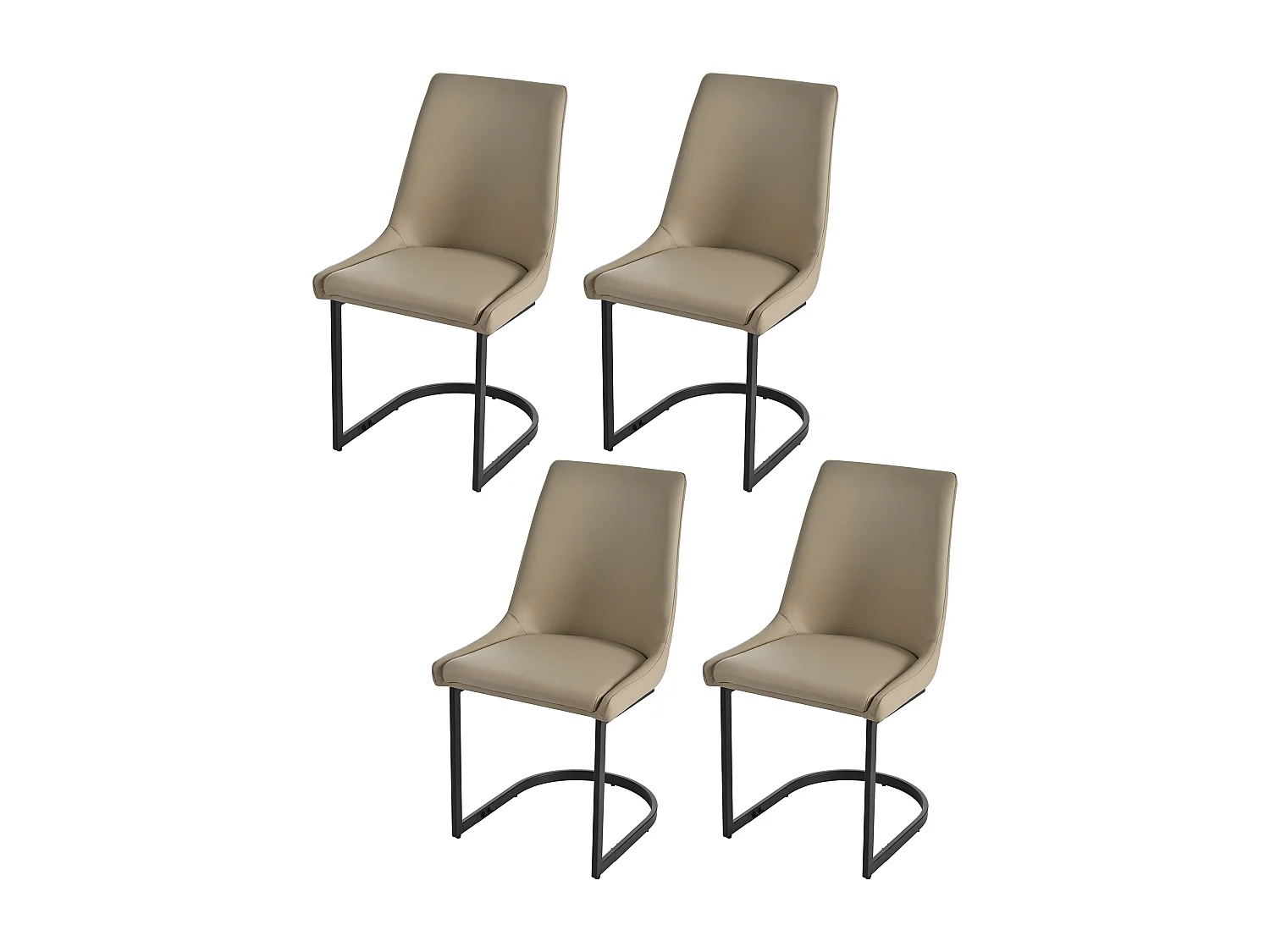 Conjunto de 4 cadeiras de jantar - 49,5 x 55 x 92 cm - com encosto alto - para sala de jantar e sala de estar - couro sintético - cáqui