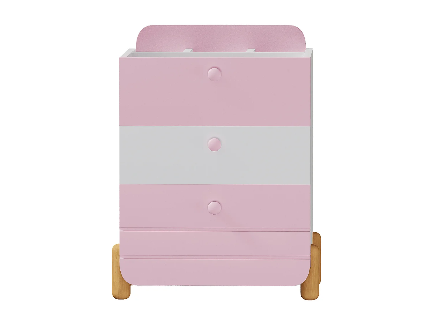 Mesa de cabeceira - 62 x 40 x 83 cm - 3 gavetas silenciosas com prateleiras - pernas requintadas - madeira - rosa