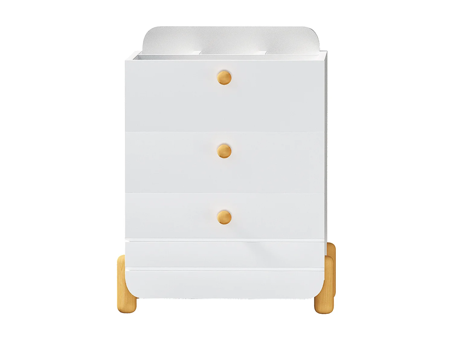 Table de chevet - 62 x 40 x 83 cm - 3 tiroirs silencieux avec étagères - pieds exquis - bois - blanc