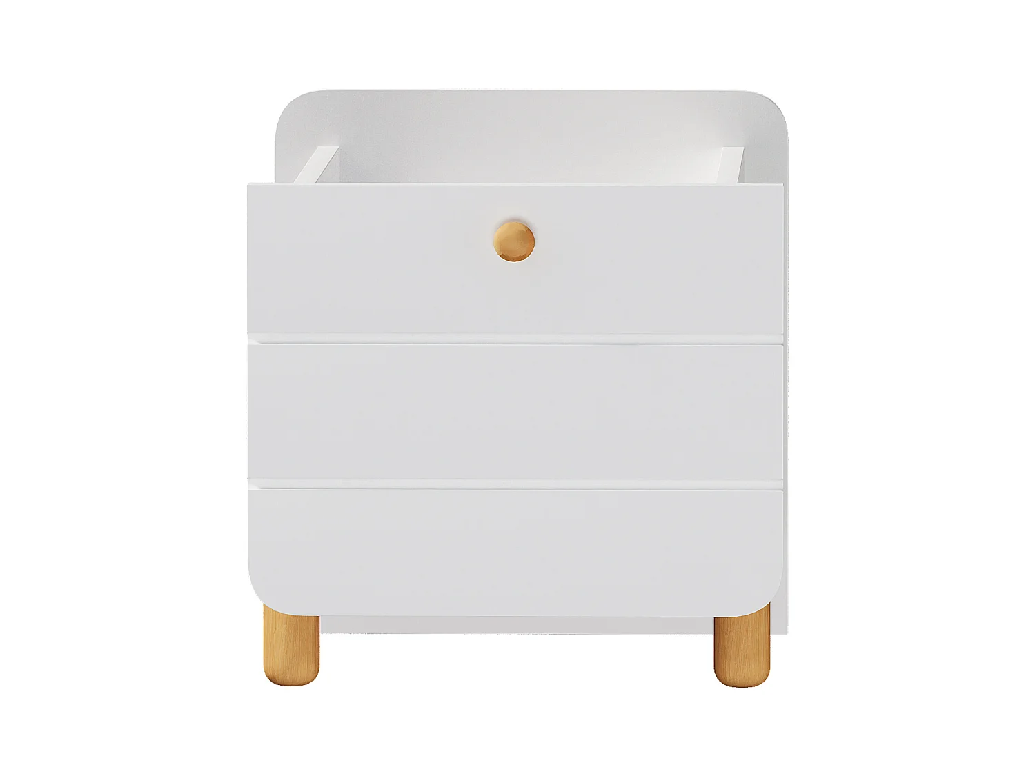 Nachttisch – 38,3 x 33 x 39,5 cm – 1 leise Schublade mit Ablageflächen – Schlanke Beine – Holz – Weiß