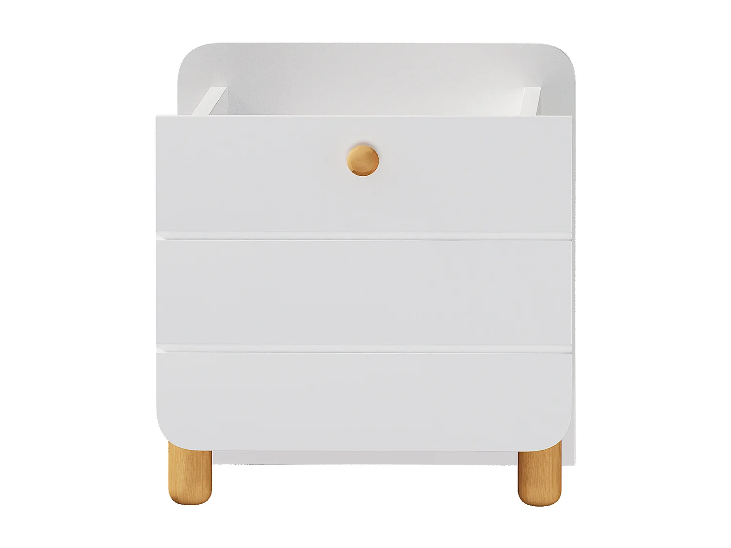 Table de chevet - 38.3 x 33 x 39.5 cm - 1 tiroir silencieux avec étagères - pieds fins - bois - blanc