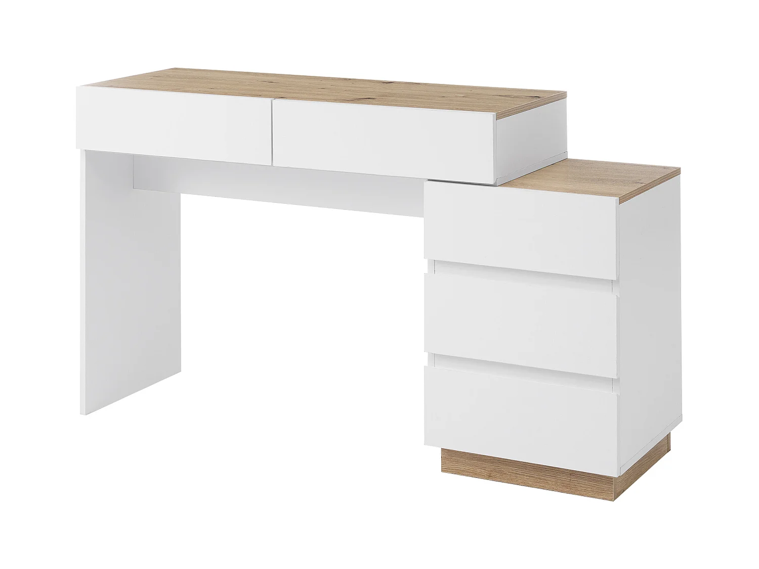 Meuble coiffeuse - 125 x 38.9 x 76 cm - avec 5 tiroirs- pour chambre - aggloméré E1 - blanc