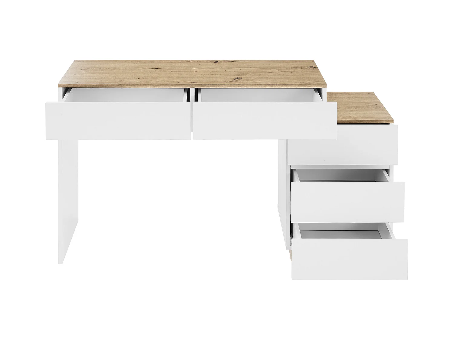 Meuble coiffeuse - 125 x 38.9 x 76 cm - avec 5 tiroirs- pour chambre - aggloméré E1 - blanc