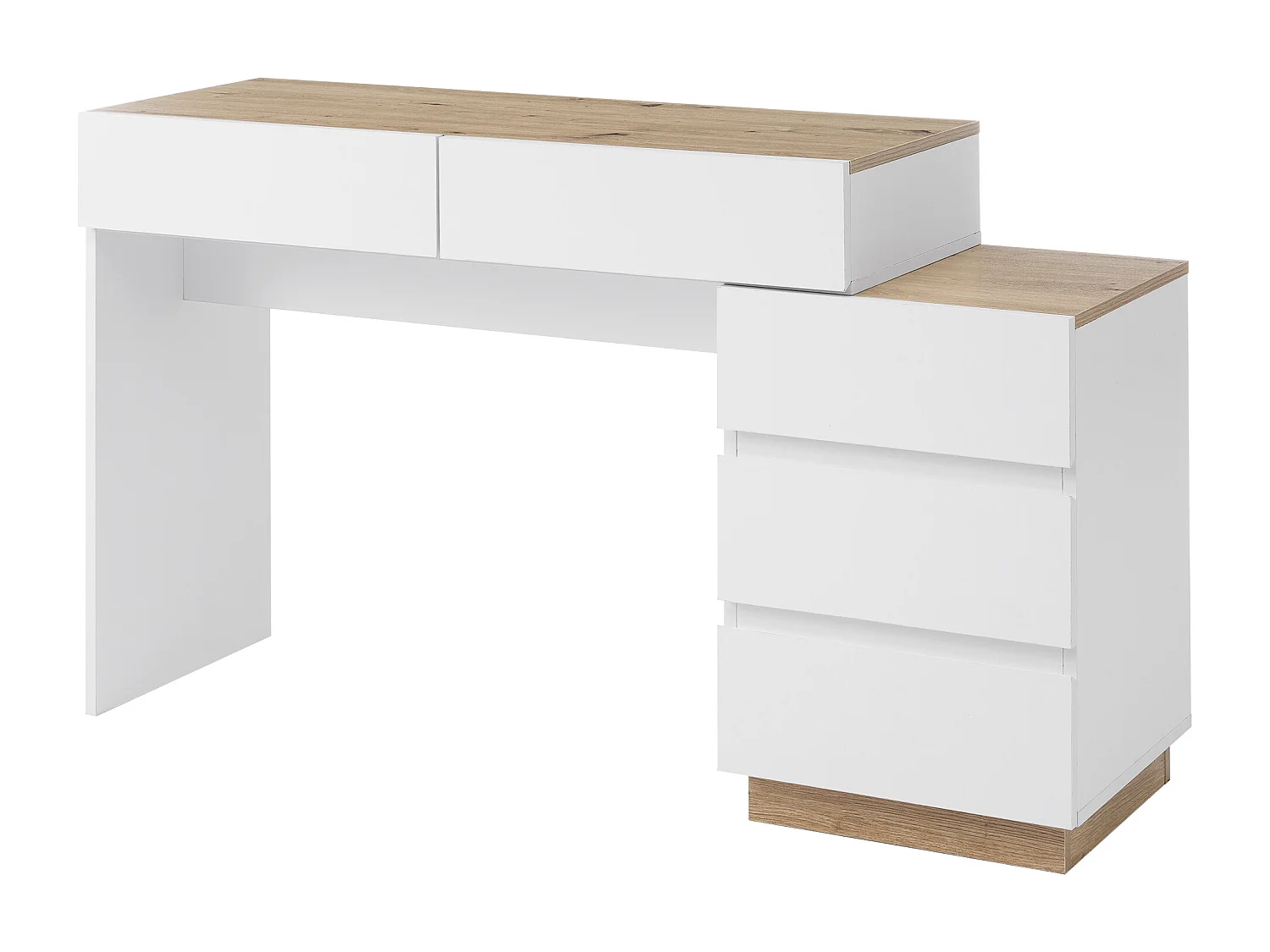 Meuble coiffeuse - 125 x 38.9 x 76 cm - avec 5 tiroirs- pour chambre - aggloméré E1 - blanc