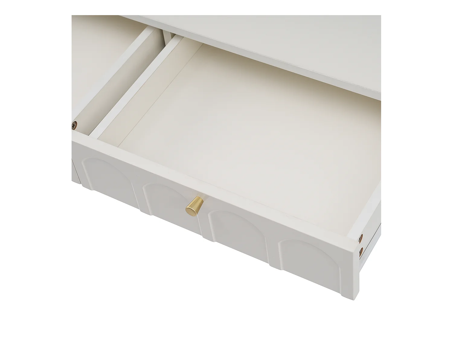 Tavolo da toeletta - 100 x 45 x 76,5 cm - con 2 cassetti - per camera da letto - legno + metallo - Bianco