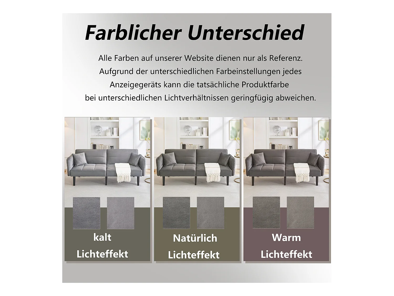 2-in-1 verstellbares Schlafsofa – 176 x 78 x 76 cm – 2-Sitzer – mit klappbaren Armlehnen – Samt – Grau
