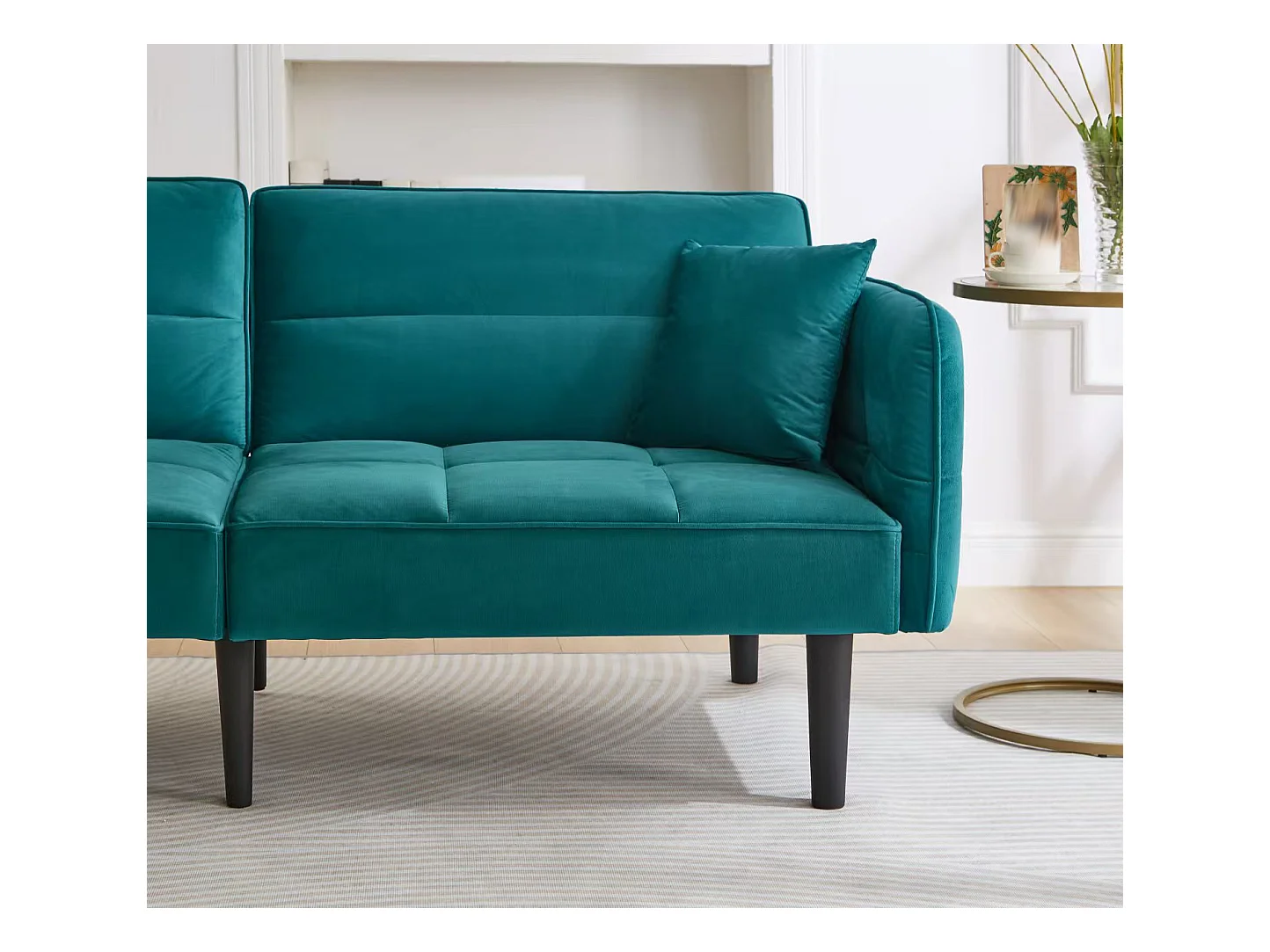 2-in-1 verstelbare slaapbank - 176 x 78 x 76 cm - 2-zits - met opklapbare armleuningen - Fluweel - Groen