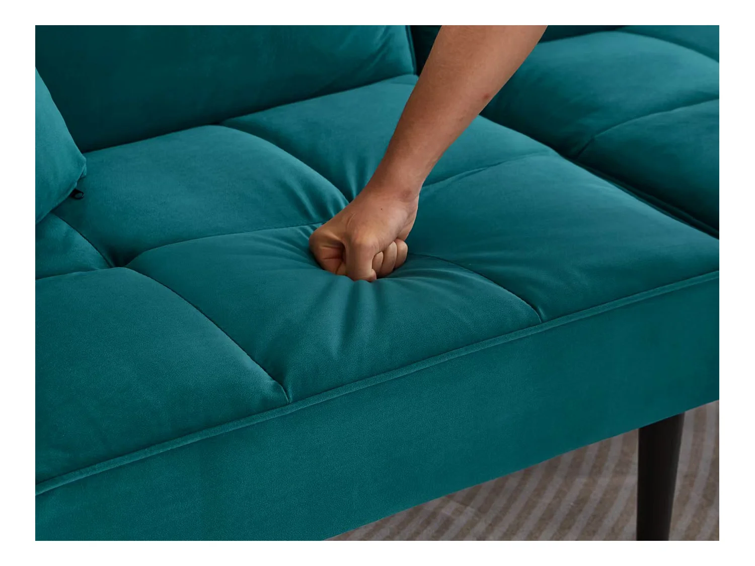 2-in-1 verstelbare slaapbank - 176 x 78 x 76 cm - 2-zits - met opklapbare armleuningen - Fluweel - Groen