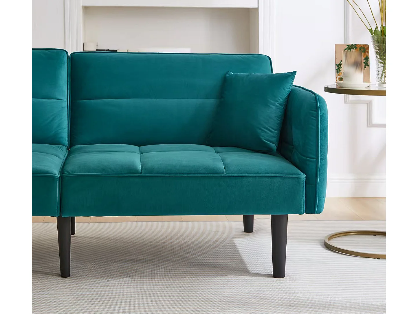 Canapé-lit réglable 2 en 1 – 176 x 78 x 76 cm - 2 places - avec accoudoirs rabattables - velours - vert