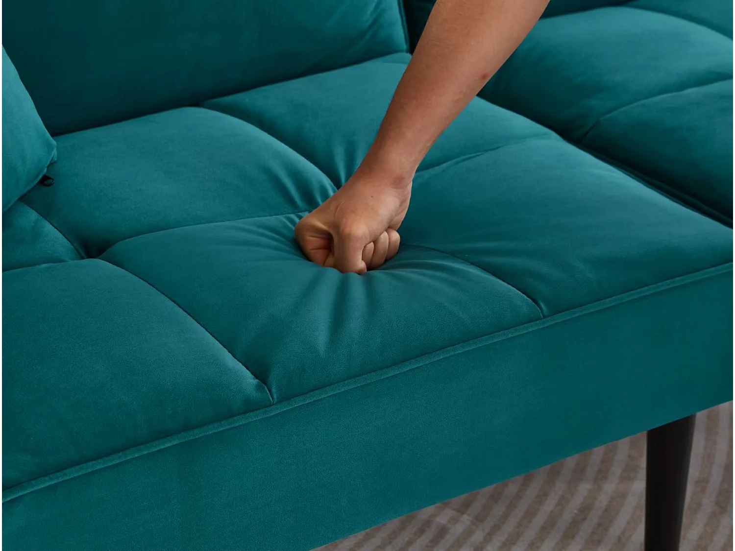 Canapé-lit réglable 2 en 1 – 176 x 78 x 76 cm - 2 places - avec accoudoirs rabattables - velours - vert