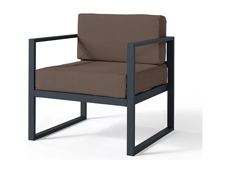 Gartenstuhl- mit wasserabweisendem Stoff - Braun/Schwarz - DYWILLY