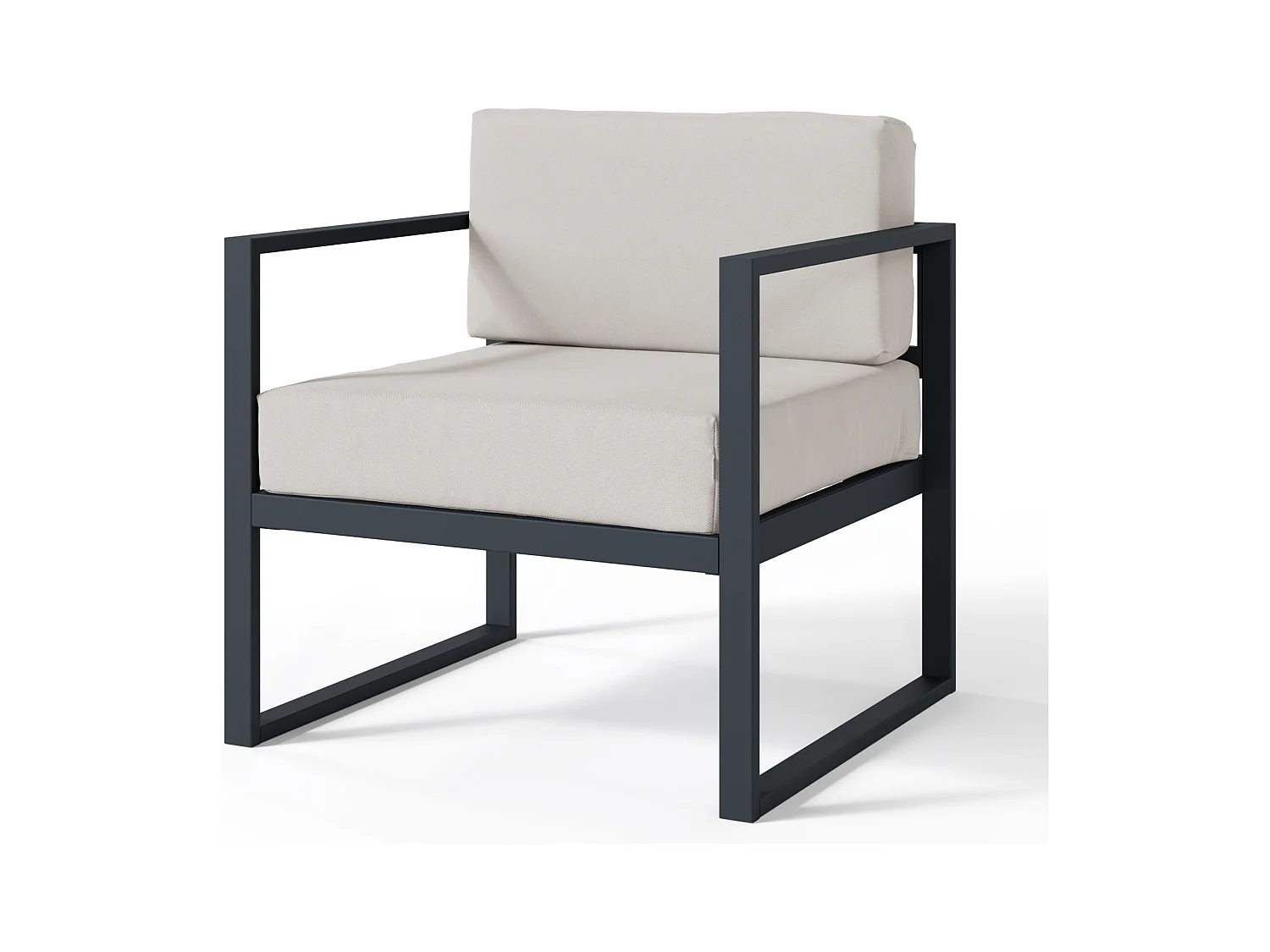 Gartenstuhl- mit wasserabweisendem Stoff - Grau/Schwarz - DYWILLY