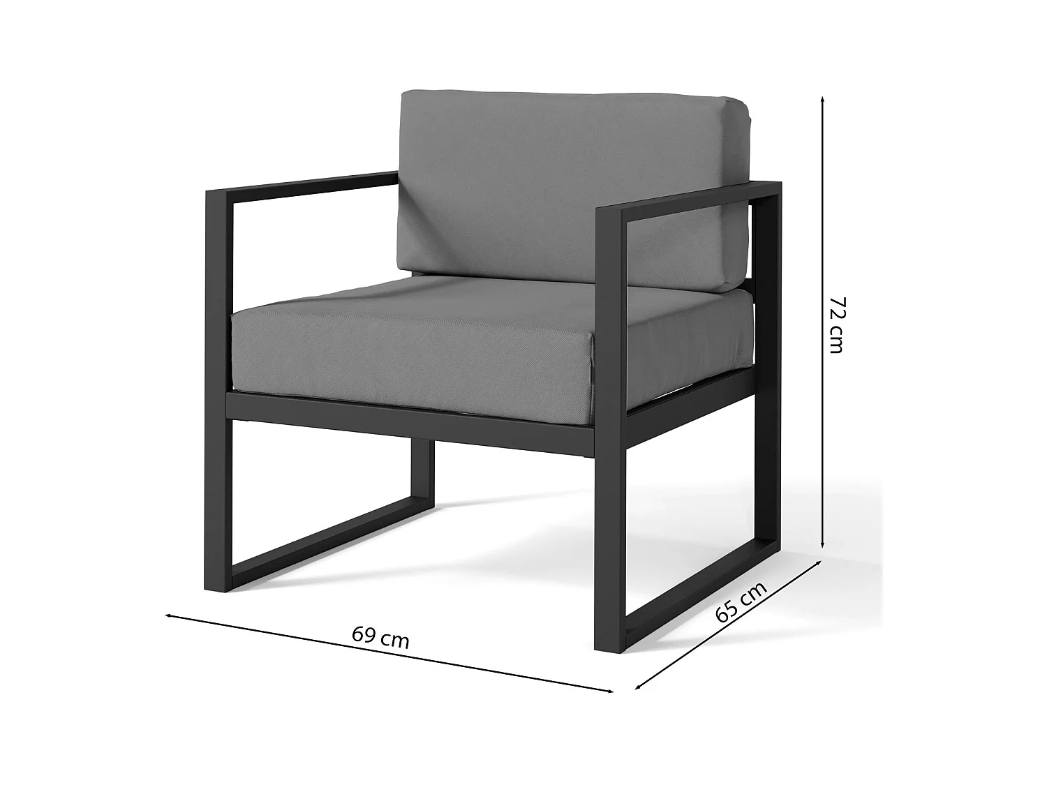 Gartenstuhl- mit wasserabweisendem Stoff - Grau/Schwarz - DYWILLY