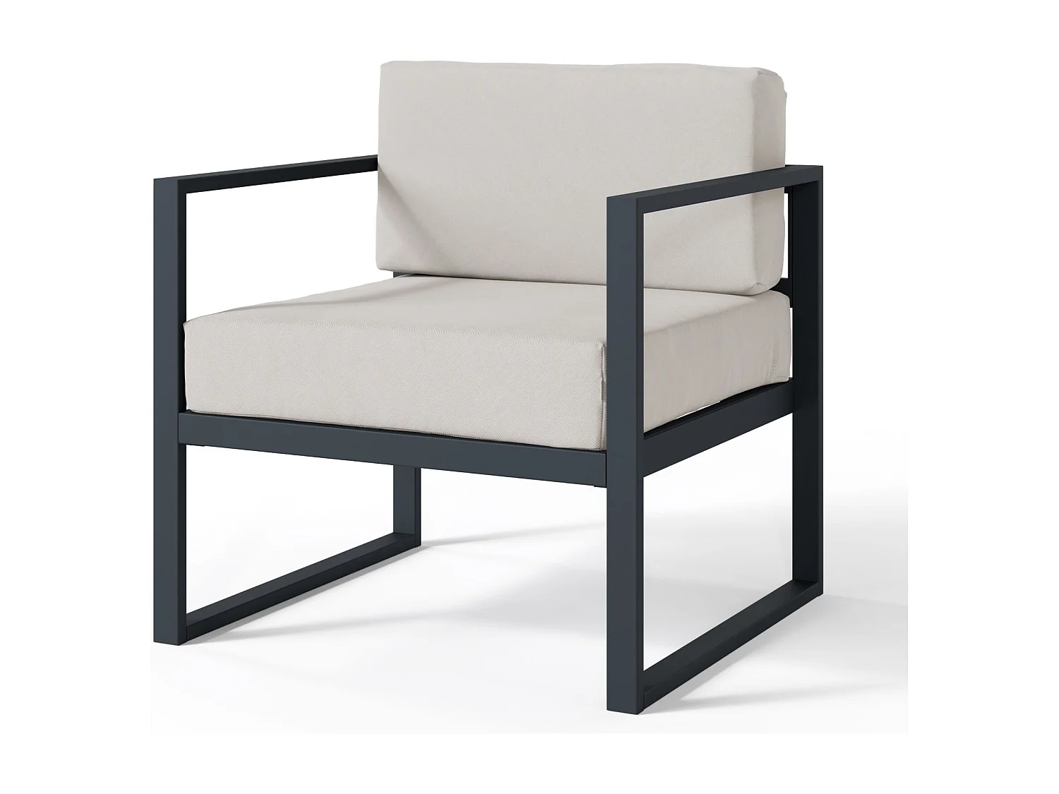 Gartenstuhl- mit wasserabweisendem Stoff - Grau/Schwarz - DYWILLY