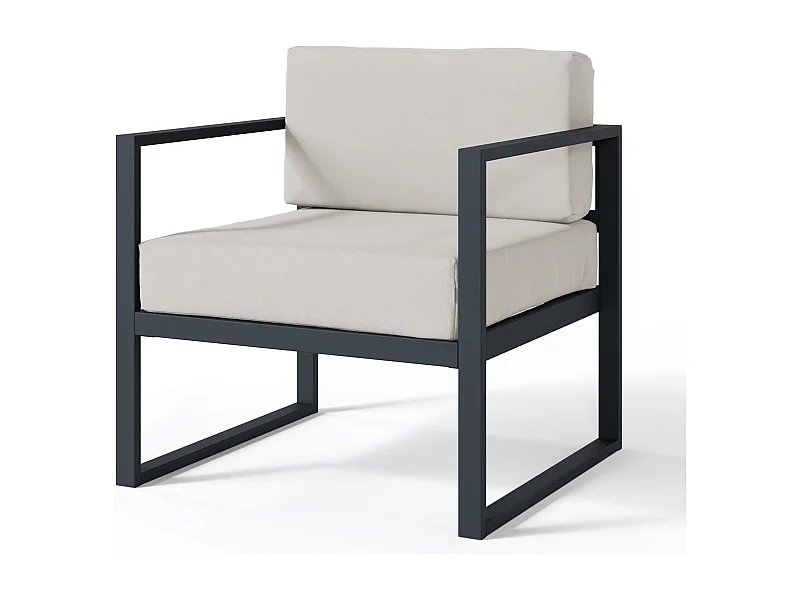 Gartenstuhl- mit wasserabweisendem Stoff - Grau/Schwarz - DYWILLY