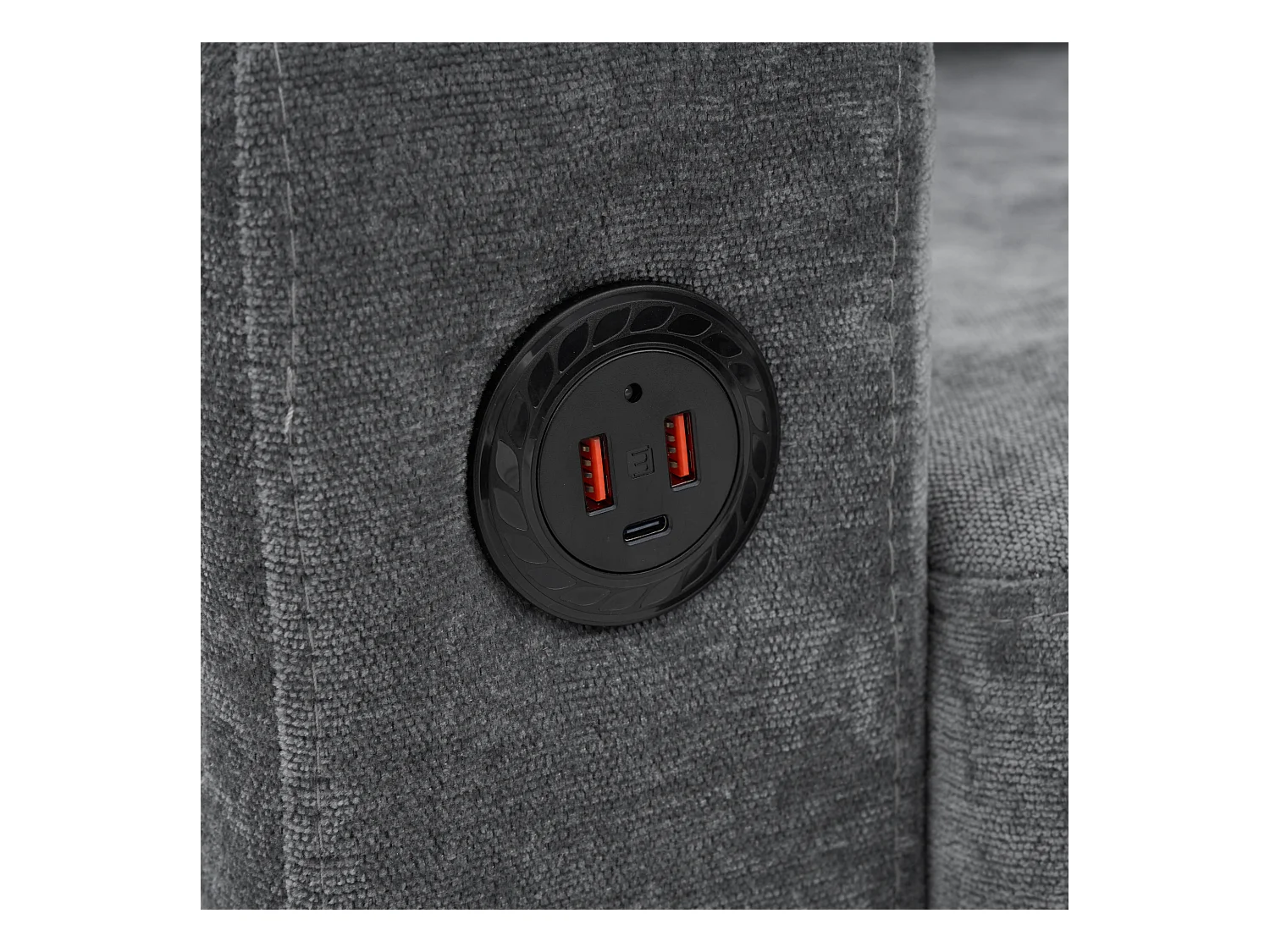 3-zits L-vormige gestoffeerde bank - 202 x 137 x 80 cm - met USB- en Type-C-aansluitingen + 2 bekerhouders - linnen - grijs