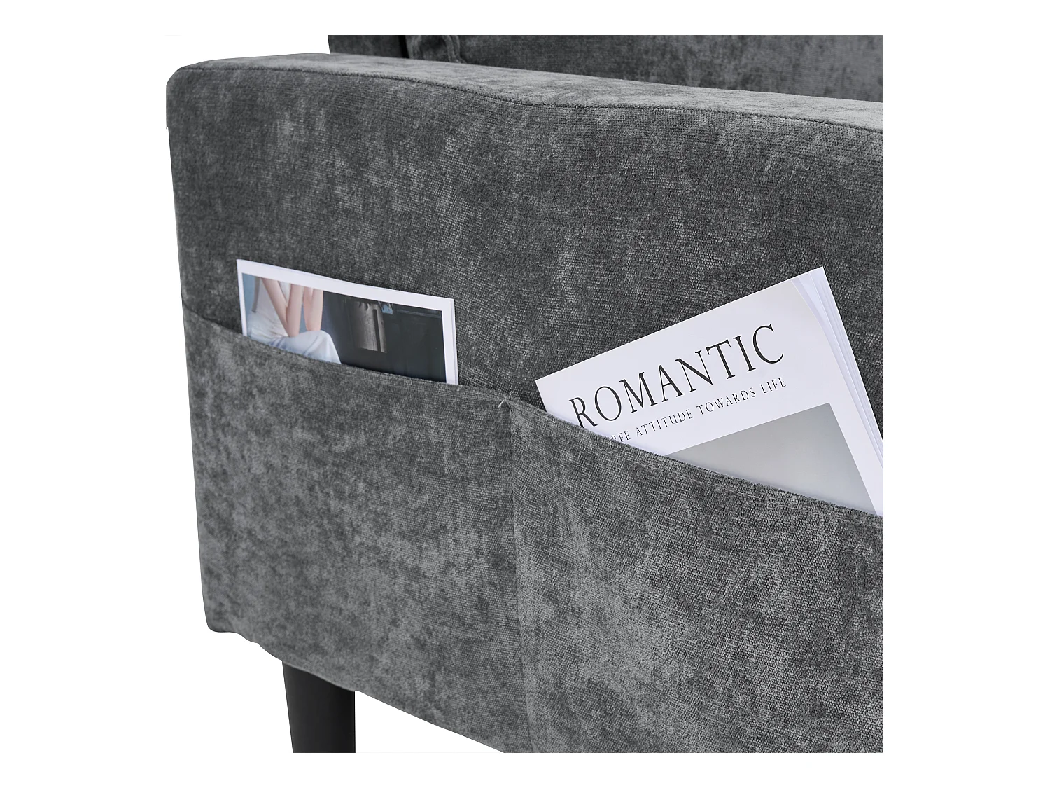 3-zits L-vormige gestoffeerde bank - 202 x 137 x 80 cm - met USB- en Type-C-aansluitingen + 2 bekerhouders - linnen - grijs