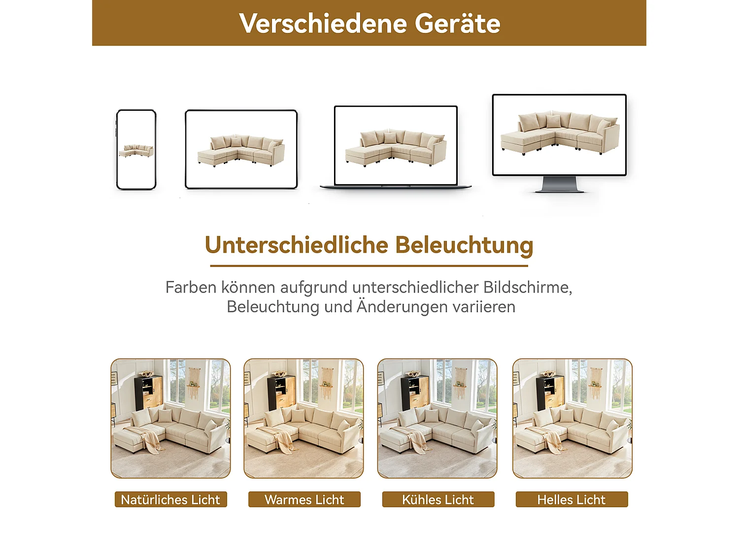 Canapé d'angle moderne - 220 x 194 x 85 cm - canapé modulable 5 places - avec repose-pieds convertible - Coton et lin - beige