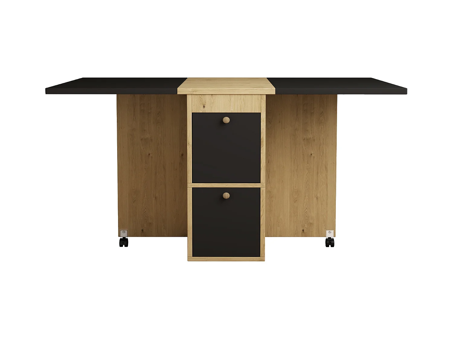 Ensemble table extensible et chaises - 120 x 80 x 75 cm - avec table pliable + 4 chaises + 2 rangements - aggloméré + PU - noir