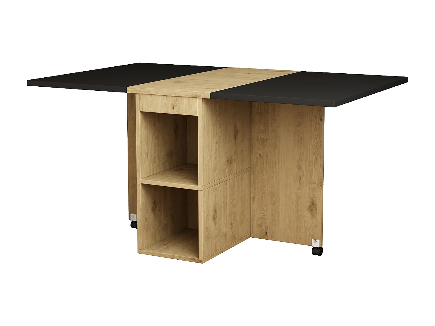 Ensemble table extensible et chaises - 120 x 80 x 75 cm - avec table pliable + 4 chaises + 2 rangements - aggloméré + PU - noir