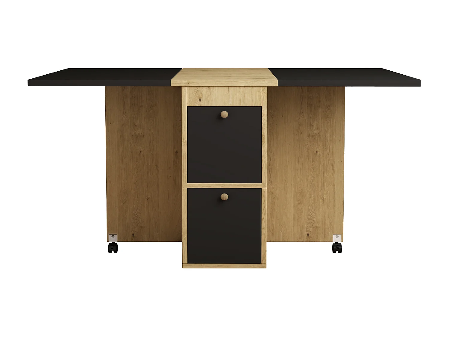 Ensemble table extensible et chaises - 120 x 80 x 75 cm - avec table pliable + 4 chaises + 2 rangements - aggloméré + PU - noir