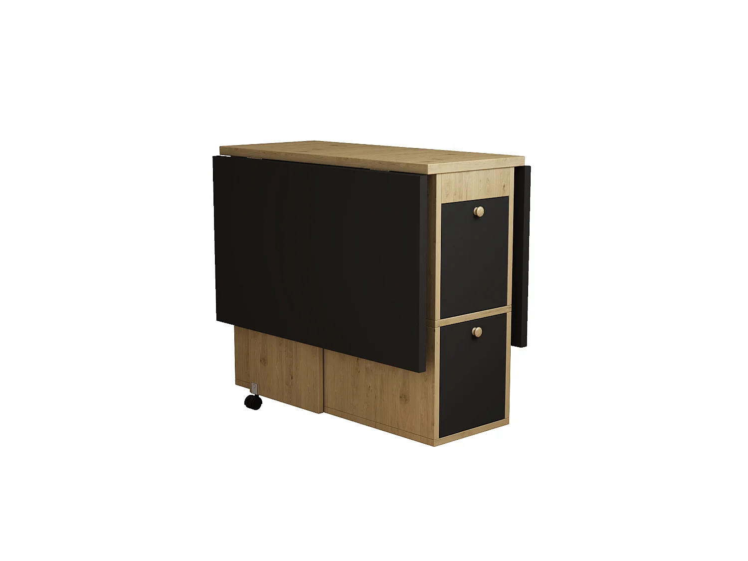 Uitschuifbare tafel en stoelenset - 120 x 80 x 75 cm - met opklapbare tafel + 4 stoelen + 2 opbergvakken - spaanplaat + PU - zwart