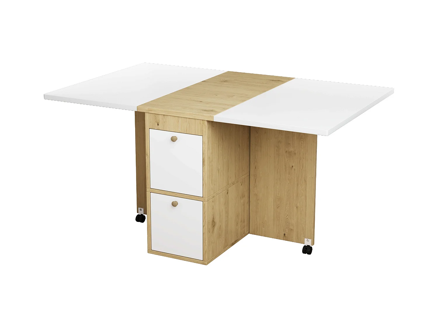 Set tavolo e sedie allungabili - 120 x 80 x 75 cm - con tavolo pieghevole + 4 sedie + 2 vani portaoggetti - truciolato + PU - bianco