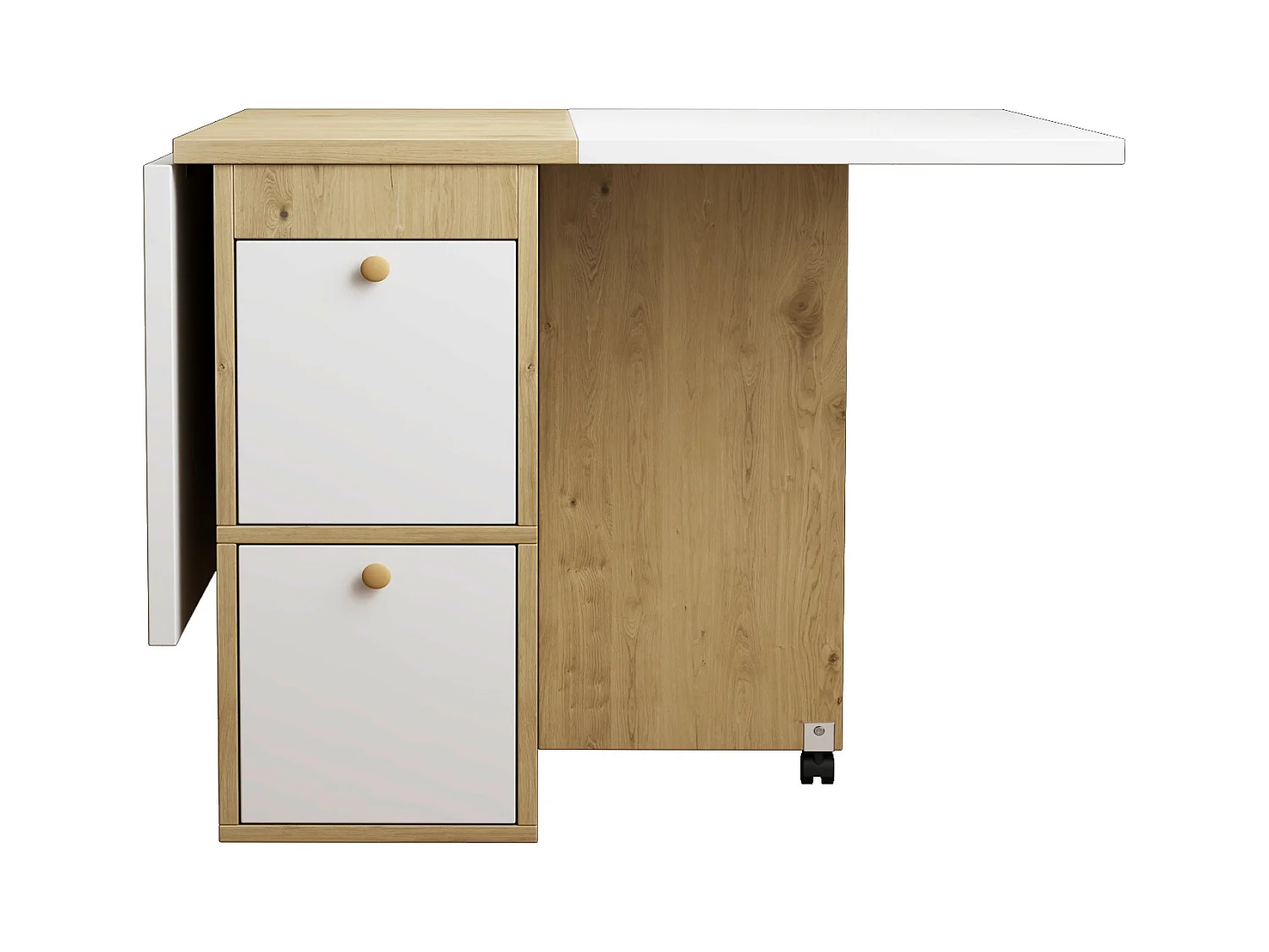 Set tavolo e sedie allungabili - 120 x 80 x 75 cm - con tavolo pieghevole + 4 sedie + 2 vani portaoggetti - truciolato + PU - bianco