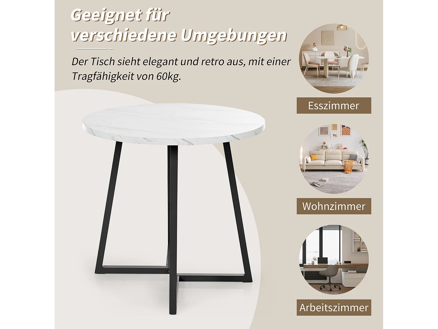 Conjunto de mesa de jantar - 80 x 58,7 x 75 cm - 1 mesa com 4 cadeiras - pés de metal preto - Veludo + metal + MDF - branco + preto