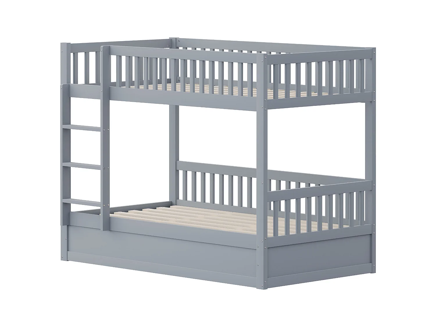 Łóżko piętrowe dla dzieci - 2 x 90 x 200 cm - z hydraulicznym schowkiem - Solidne i trwałe - Sosna + Sklejka + MDF - Szare