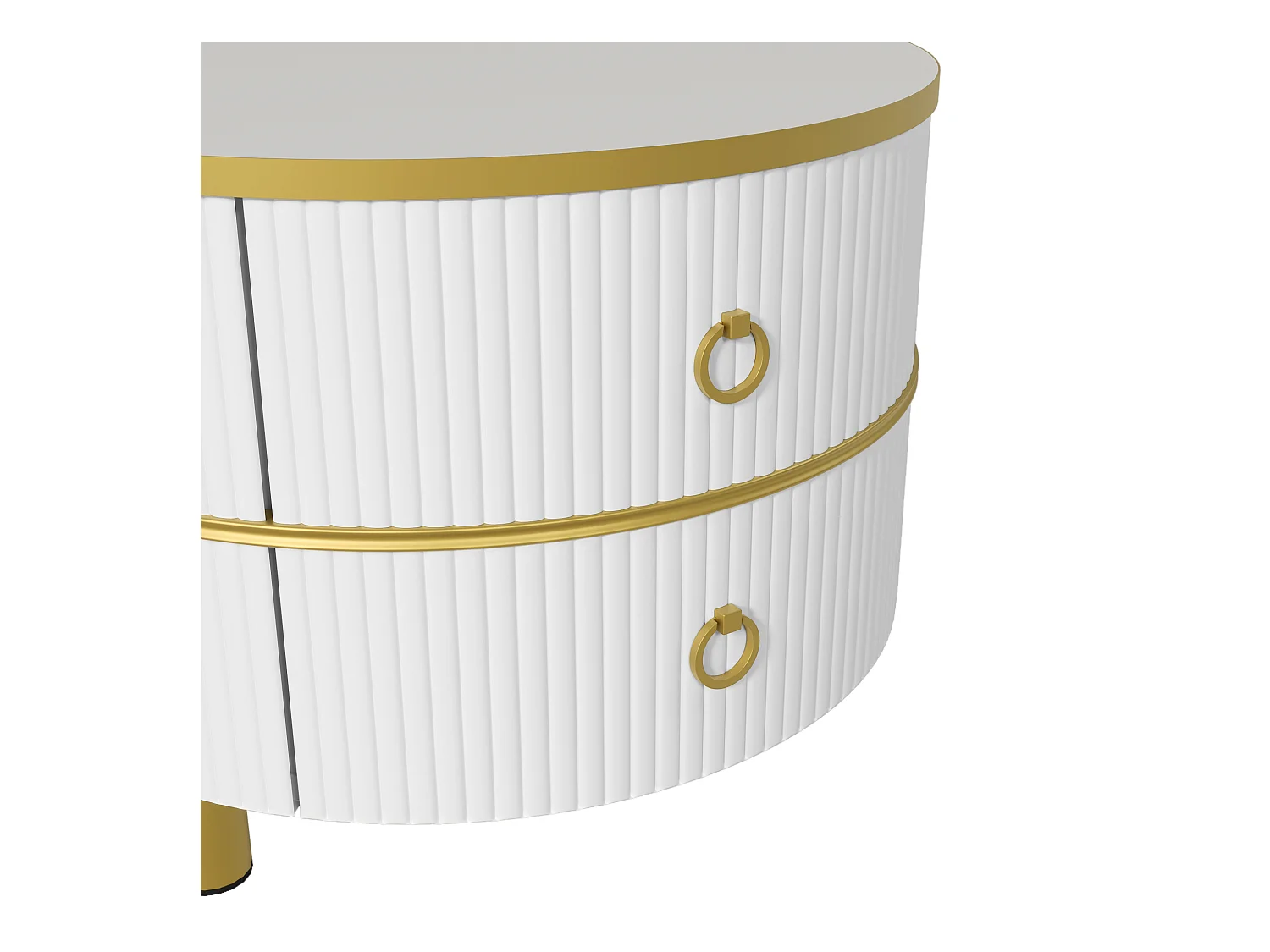 2-in-1-Couchtisch rund – 70 x 70 x 46 cm + 50 x 50 x 40 cm – Wohnzimmertisch-Kombination mit 2 Schubladen – MDF – weiß