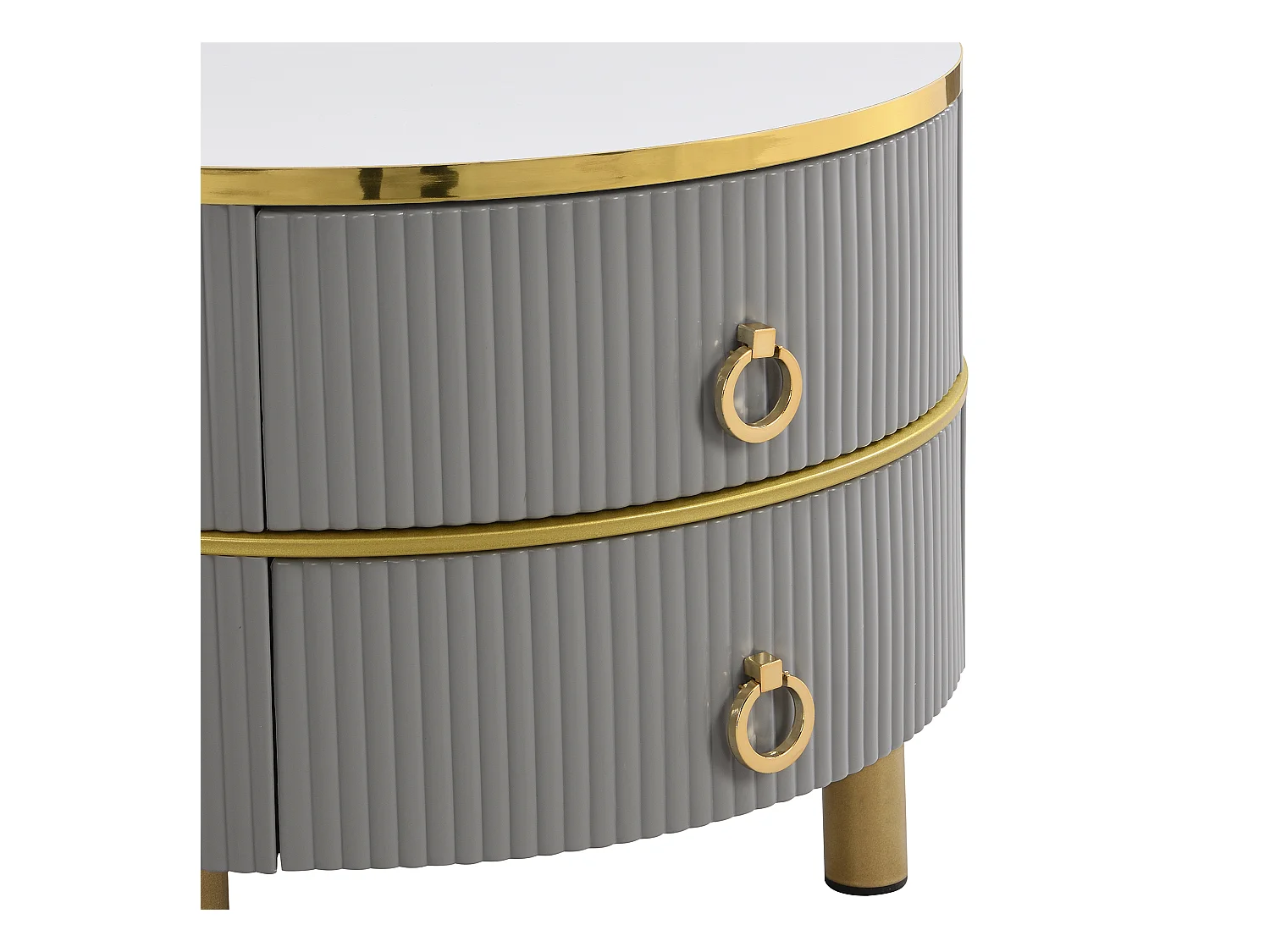 2-in-1-Couchtisch rund – 70 x 70 x 46 cm + 50 x 50 x 40 cm – Wohnzimmertisch-Kombination mit 2 Schubladen – MDF – grau