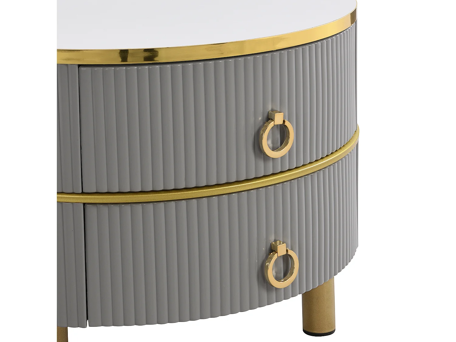 Table basse ronde 2 en 1 - 70 x 70 x 46 cm + 50 x 50 x 40 cm - combinaison de table de salon avec 2 tiroirs - MDF - gris