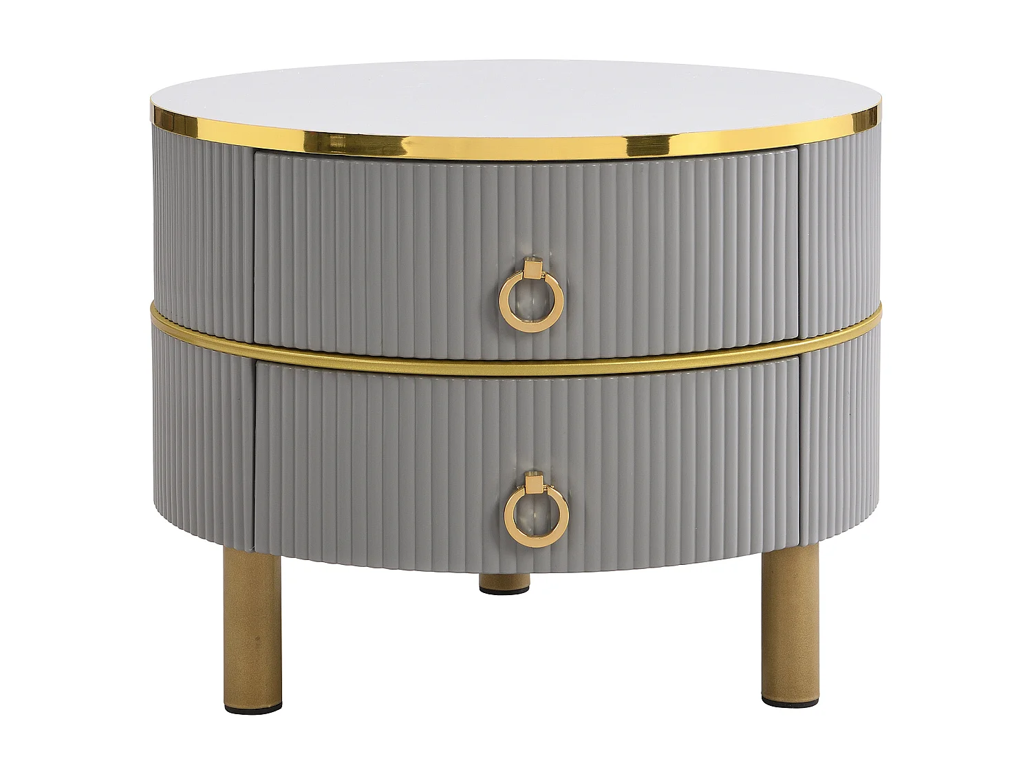Table basse ronde 2 en 1 - 70 x 70 x 46 cm + 50 x 50 x 40 cm - combinaison de table de salon avec 2 tiroirs - MDF - gris