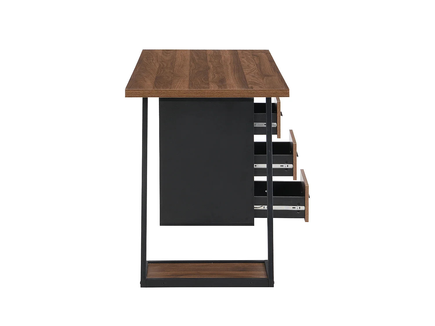 Schreibtisch mit Ablage – 138,5 x 58 x 75 cm – mit 3 Schubladen – MDF – Braun