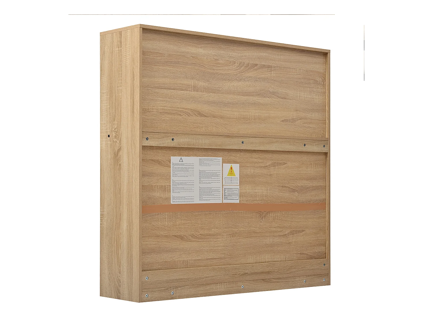 Stół biurowy ze schowkiem - 130 x 120 x 120 cm - z szafką + półkami - MDF - naturalny