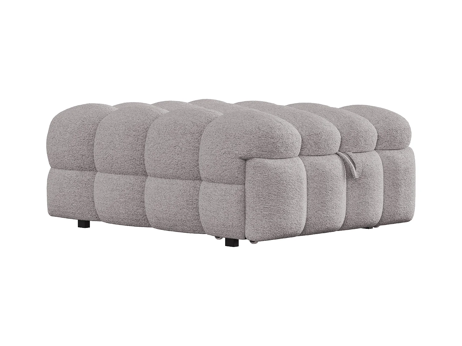 Canapé-lit rembourré gigogne - 70 x 180 cm - repose-pieds 2 en 1 - velours Teddy + métal + contreplaqué + MDF - gris