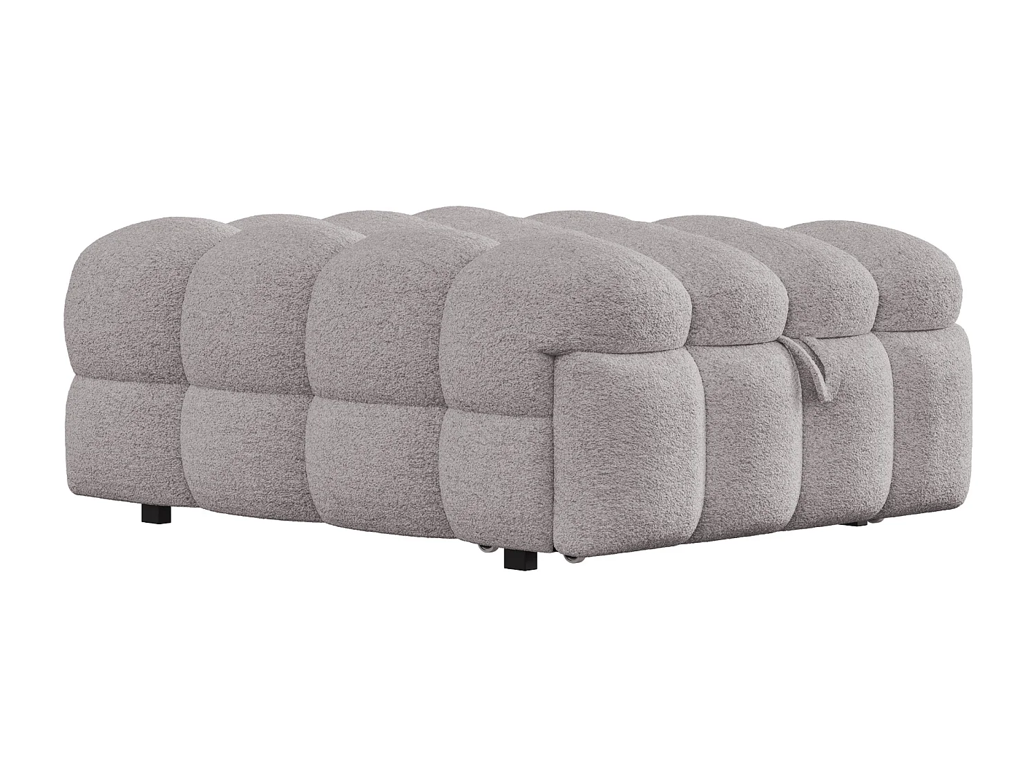 Canapé-lit rembourré gigogne - 70 x 180 cm - repose-pieds 2 en 1 - velours Teddy + métal + contreplaqué + MDF - gris
