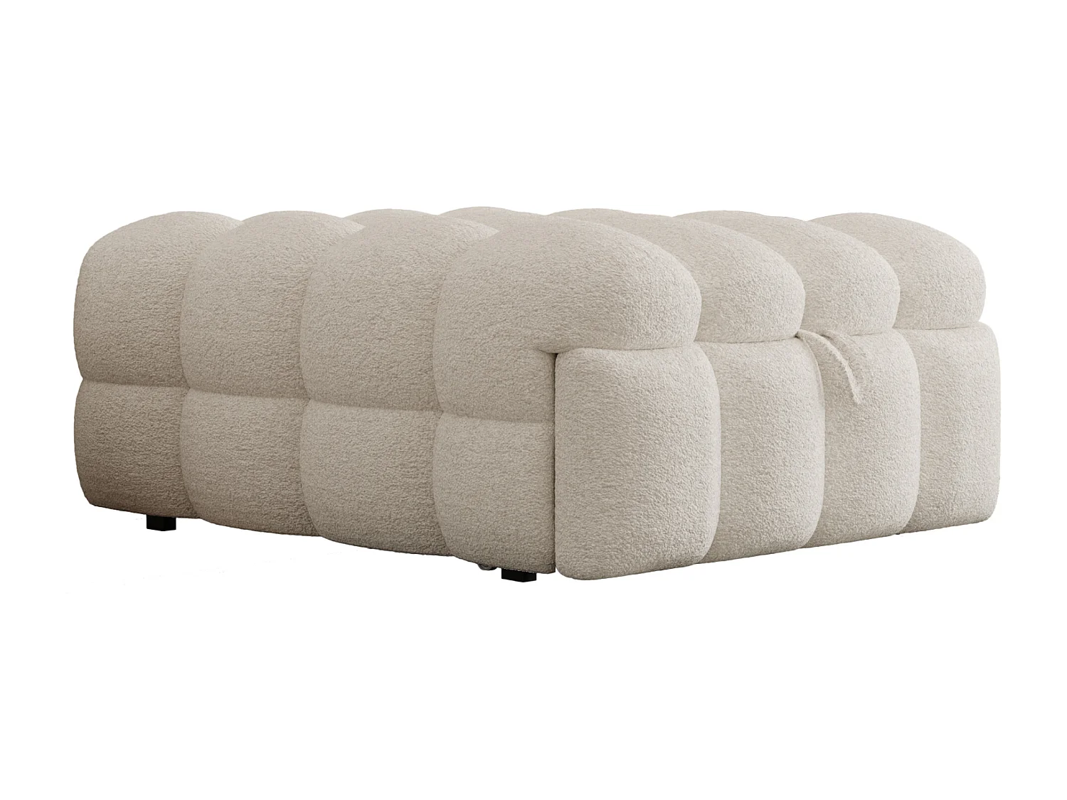 Canapé-lit rembourré gigogne - 70 x 180 cm - repose-pieds 2 en 1 - velours Teddy + métal + contreplaqué + MDF - beige