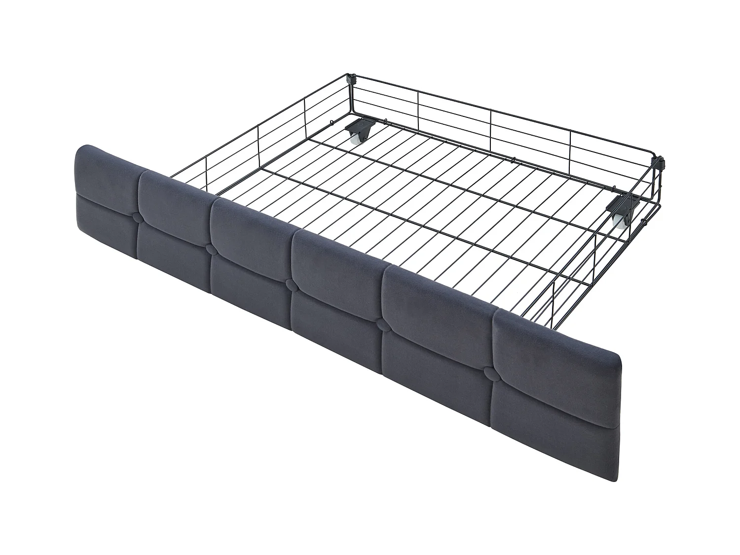 Canapé-lit rembourré pour enfant - 90 x 200 cm - avec 2 tiroirs + Leds + USB + Type - Velours + métal + contreplaqué + MDF - gris