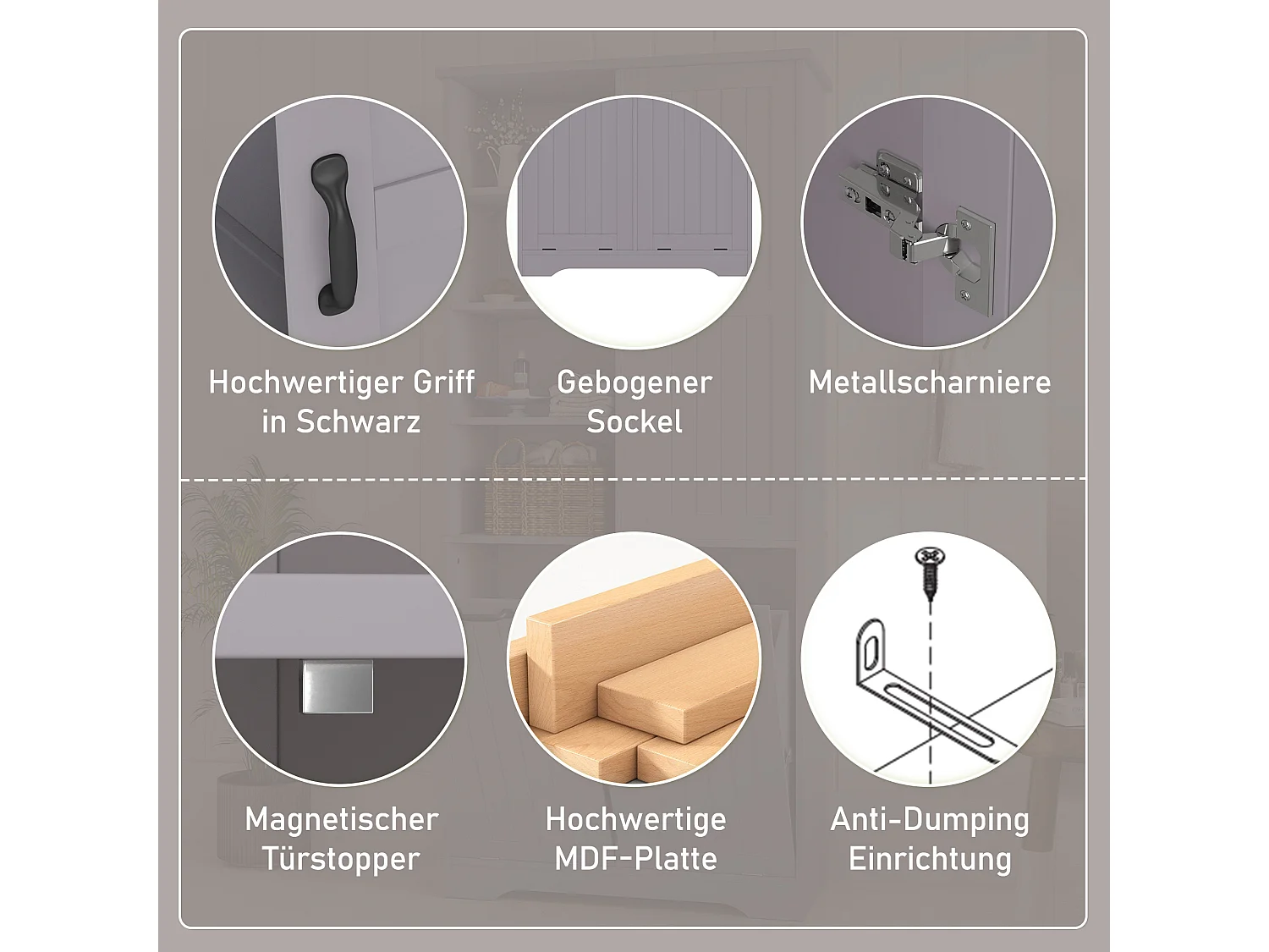 Colonne salle de bain - 78 x 35 x 172 cm - avec panier à linge + 4 compartiments + 1 porte - MDF - gris