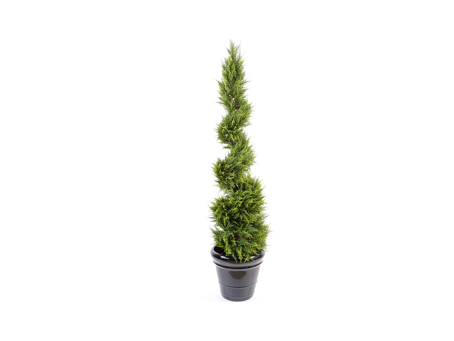 Plante artificielle haute gamme Spécial extérieur / Cyprès artificiel Juniperus Forme Spirale Vert - Dim : 130 x 48 cm